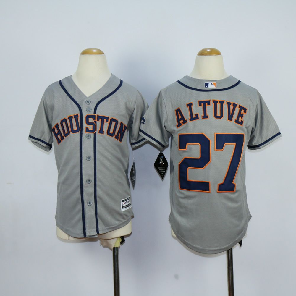 Youth Houston Astros #27 Altuve Grey MLB Jerseys->youth mlb jersey->Youth Jersey